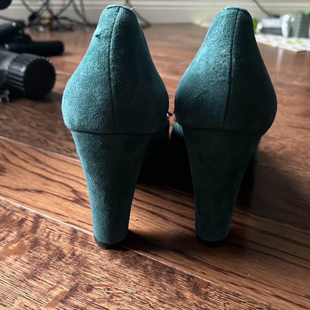 NWOT BODEN teal and brown suede heels, EU size 41/US size 9.5 - Picture 7 of 7